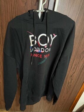 BOY London Black Pullover Hoodie with Multicolor Logo